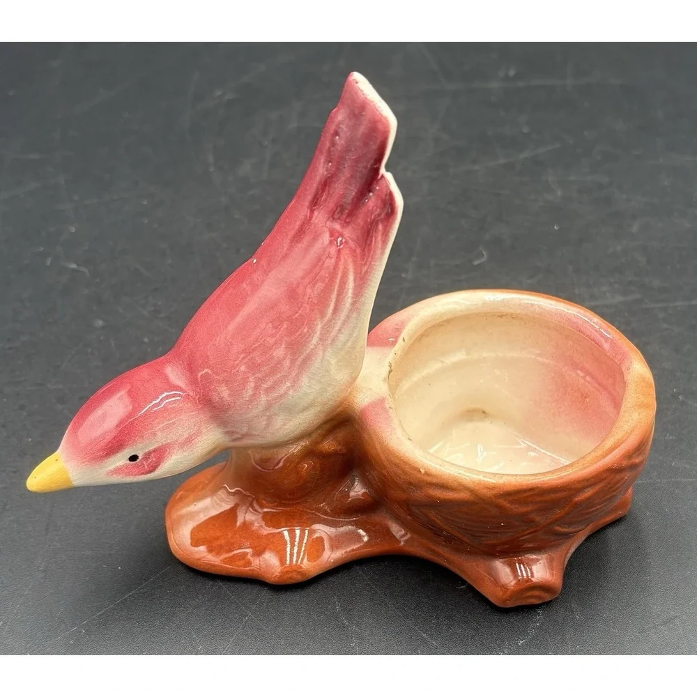 Lot of 5 Vtg Bird Figurine Planters Vases With Fully Painted Beaks